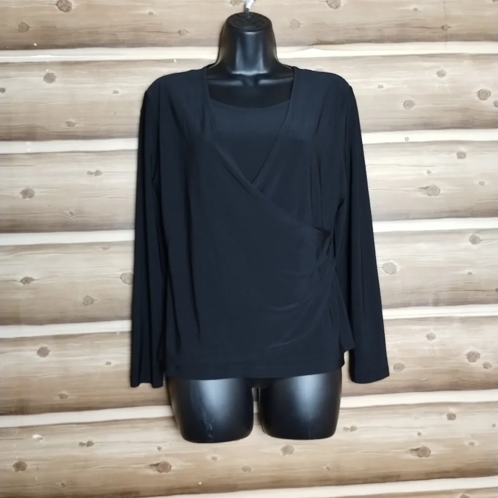 5/$20 Coldwater creek women long slevee black blouse size small - Picture 4 of 9